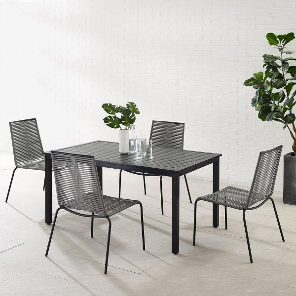Ultimate Patio Woven Bay 5Pc Wicker Outdoor Dining Set in Gray