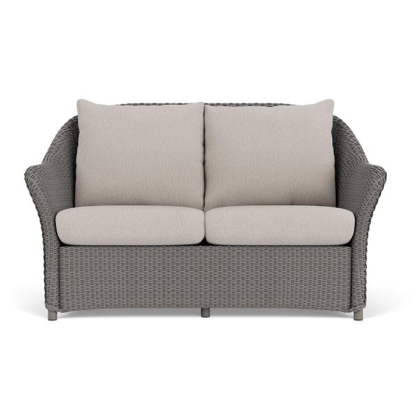 Weekend Retreat Lloyd Loom Loveseat in Pewter/Remy Cloud by Lloyd Flanders