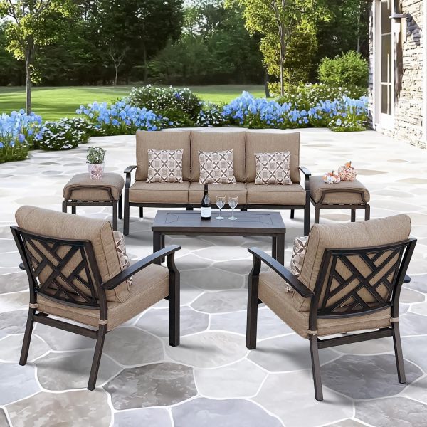 Brooklyn 6 Pc Aluminum Seating Set in Multi Brown/Sesame by Darlee