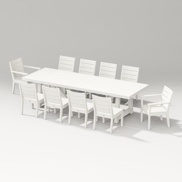 Latitude 11 Pc A-Frame Table Dining Set in Vintage White By PW Designer Series