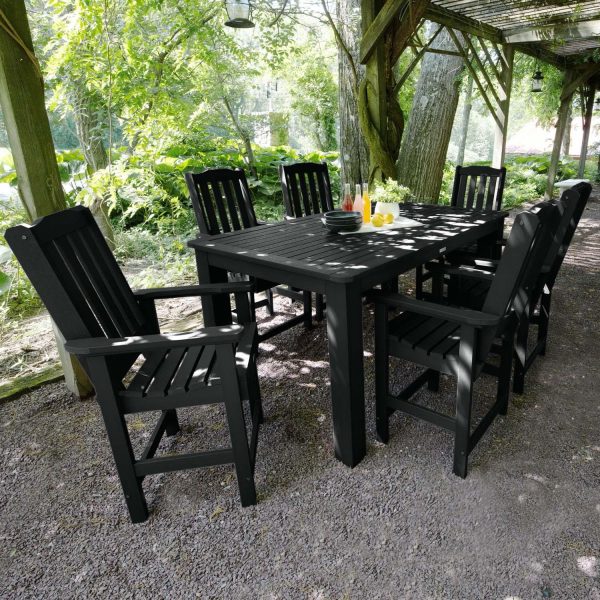 Hart Lane 7 Pc Recycled Plastic Rectangular Counter Height Dining Set in Black by Lakeview Outdoor Designs