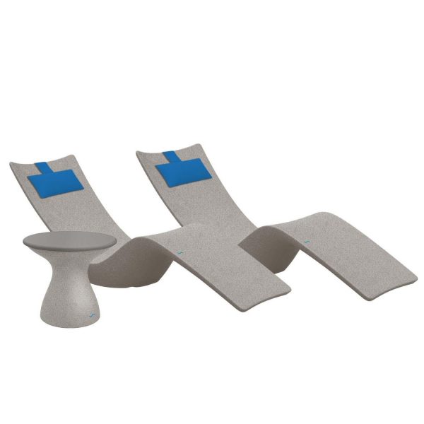 Autograph 3 Pc Set Polyresin Chaise Lounge Set in Sandstone/Gray w/ Capri Pillow by Ledge Lounger