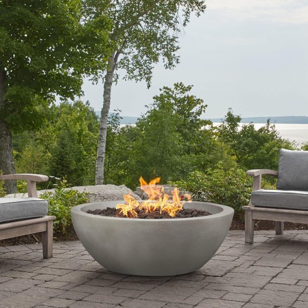 Dustyview 42 Inch Round GFRC Natural Gas Fire Bowl in Shade by BBQGuys Signature