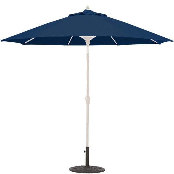 Galtech 9 Ft. Bar Height Octagonal Aluminum Patio Market Umbrella W/ Crank Lift And Auto Tilt - White Frame W/ Sunbrella Canvas Navy Canopy