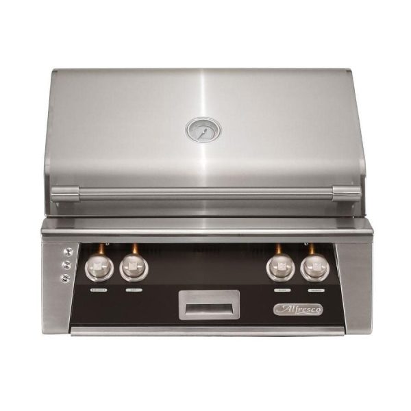 Alfresco ALXE 30-Inch Built-In Propane Grill With Sear Zone And Rotisserie in Jet Black Matte - ALXE-30SZ-LP-SM9005