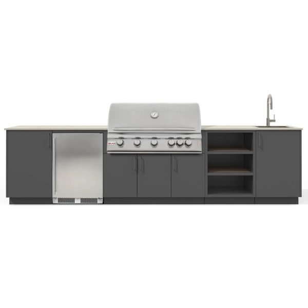 Urban Bonfire Breeze 40 Outdoor Kitchen w/ Blaze LTE Natural Gas Grill, Sink, Refrigerator, Danae Dekton Countertop & Anthracite Finish - B-Breeze-40-Blaze-Danae-Anthracite