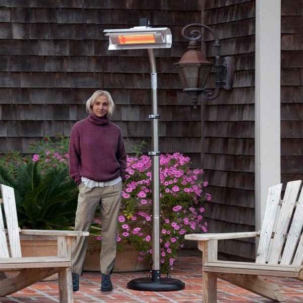 Ultimate Patio 1500W Electric Infrared Patio Heater - 110V With Telescoping Pole - Stainless Steel - 2117