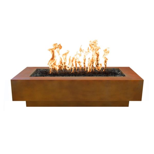 Coronado 84 Inch Rectangular Corten Steel Propane Fire Pit w/ Glow Plug in Copper by The Outdoor Plus
