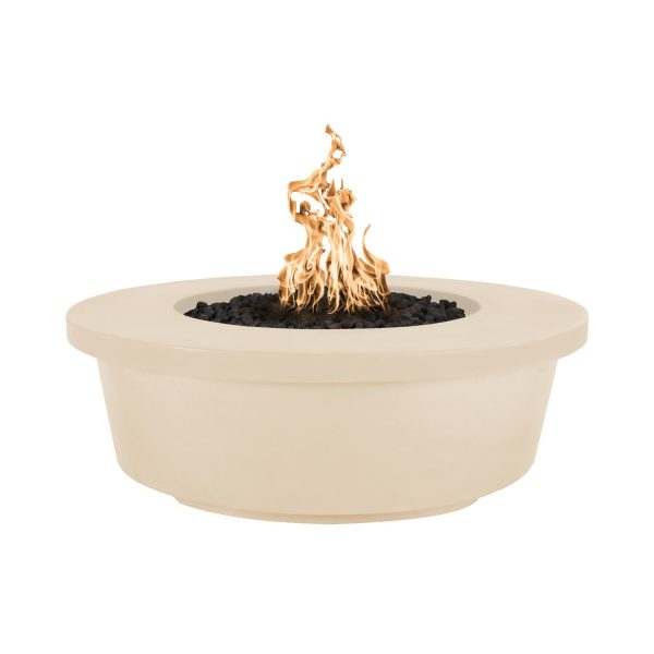 Tempe 48 Inch Round GFRC Natural Gas Fire Pit in Vanilla by The Outdoor Plus