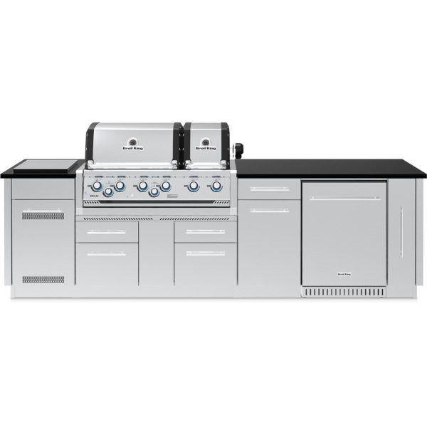 Broil King Imperial S 690iF 10 Ft Outdoor Kitchen Island w/ Natural Gas 6 Burner Grill