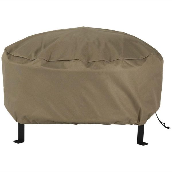 Ultimate Patio 58-Inch Heavy Duty Round Fire Pit Cover - Khaki