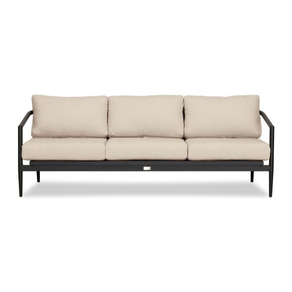 Midnight Cove 3 Person Aluminum Sofa in Black/Canvas Flax by Lakeview Outdoor Designs