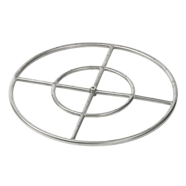 BBQGuys Signature 24-Inch Stainless Steel Double-Ring Propane Gas Burner W/ 1/2-Inch Inlet - SS-FR-24-LP