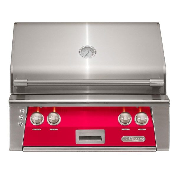 Alfresco ALXE 30-Inch Built-In Propane Grill With Sear Zone And Rotisserie in Raspberry Red - ALXE-30SZ-LP-S3027