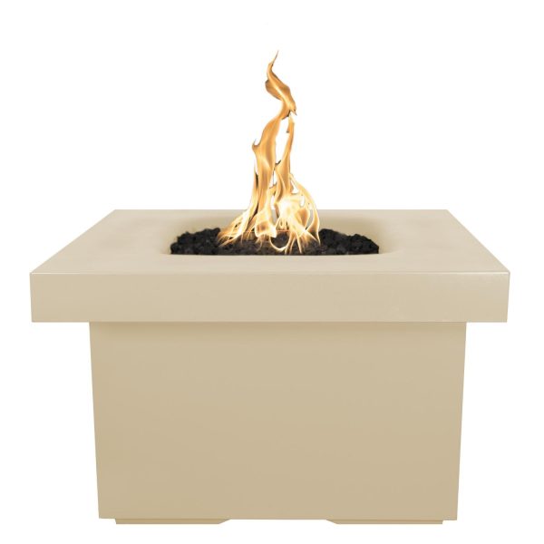 Ramona 36 Inch Square GFRC Propane Fire Pit Table in Vanilla by The Outdoor Plus