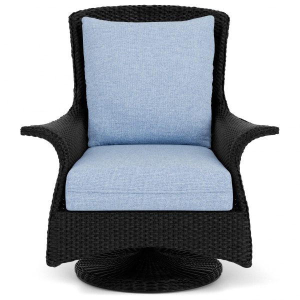 Mandalay Lloyd Loom Swivel Rocker Club Chair in Ebony/Demo Skyway by Lloyd Flanders