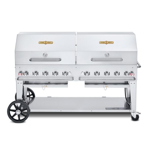 Crown Verity 72-Inch Single Inlet (50 or 100 LB Tanks Only) Mobile Propane Grill Dome Package W/2 Roll Domes- CV-MCB-72-SI 50/100-RDP