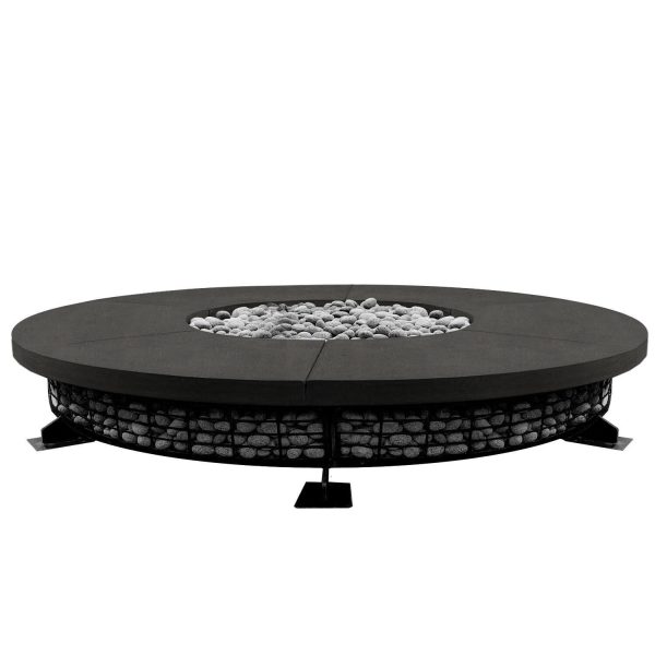 Pine Valley 89 Inch Round GFRC Natural Gas Fire Pit Table in Ebony by Lakeview Outdoor Designs