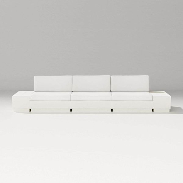 Elevate 5 Pc Recycled Plastic Seating Set in Vintage White/Natural Linen By PW Designer Series