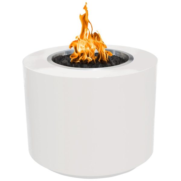 Beverly 36 Inch Round Powder Coated Steel Propane Fire Pit w/ Glow Plug in White by The Outdoor Plus