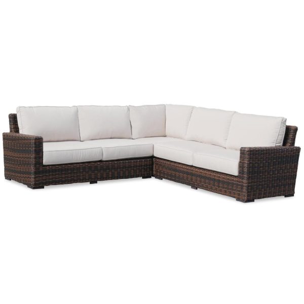Montecito 4 Person Wicker Sectional Sofa in Cognac/Canvas Flax by Sunset West