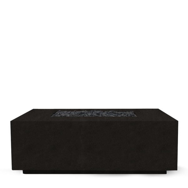 Cedarlake 58 Inch Rectangular GFRC Propane Fire Pit Table in Ebony by Lakeview Outdoor Designs
