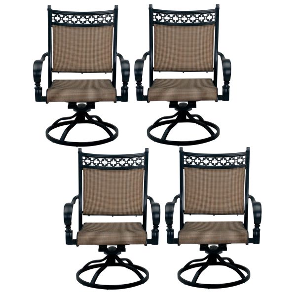 Mountain View Cast Aluminum 4 Pc Set Swivel Rocker Dining Chair Set in Antique Bronze/Irish Mix by Darlee