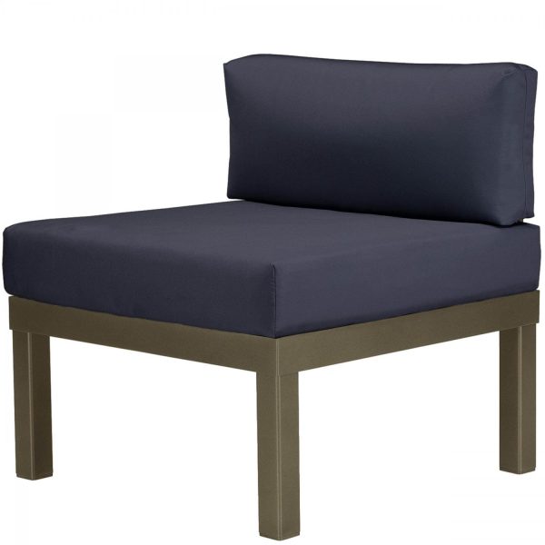 Ashbee Aluminum Sectional Armless Club Chair in Textured Beachwood/Indigo by Telescope Casual
