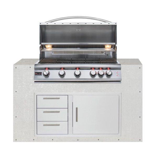 BBQGuys Signature 60-Inch Ready for Finish Outdoor Kitchen Module w/ Blaze LTE 40-Inch Natural Gas Grill & Triple Drawer & Door Combo