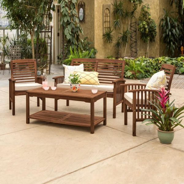 Horizon Way 4 Pc Acacia Seating Set in Dark Brown/Natural by Ultimate Patio