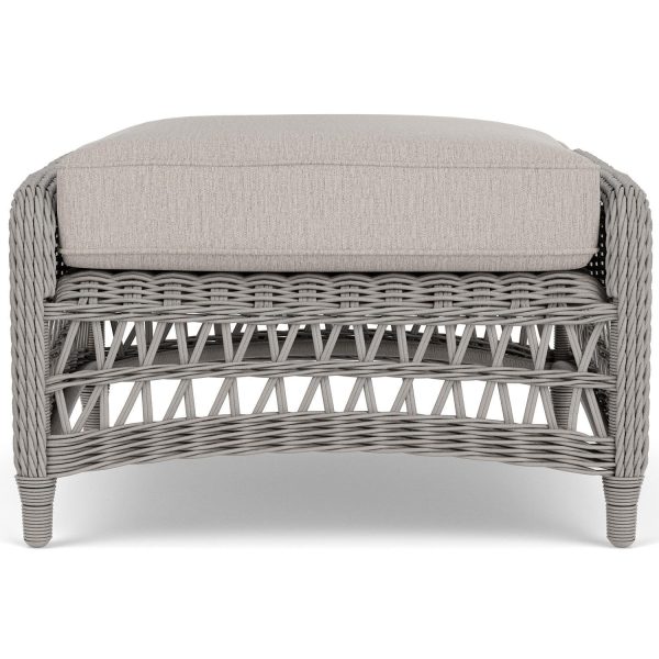 Mackinac Wicker Ottoman in Putty/Remy Cloud By Lloyd Flanders