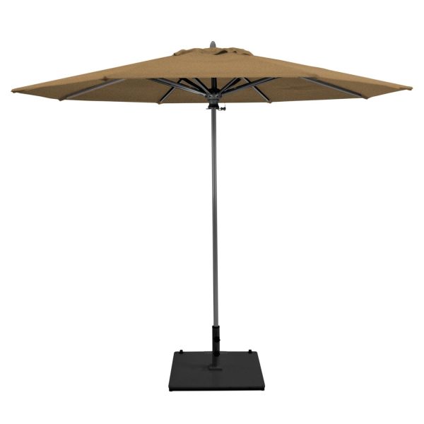 Galtech 9 Ft. Commercial Octagonal Aluminum Patio Market Umbrella W/ Push Lift - Antique Bronze Frame W/ Sunbrella Canvas Teak Canopy