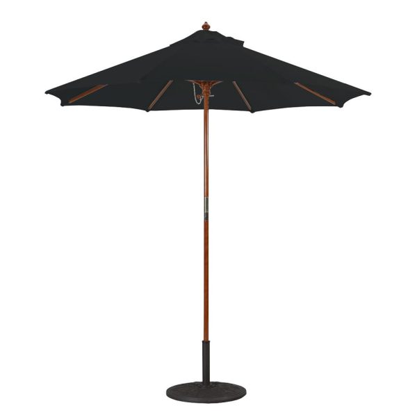 Galtech 7.5 Ft. Octagonal Hardwood Patio Market Umbrella W/ Push Lift - Dark Wood W/ Sunbrella Canvas Black Canopy