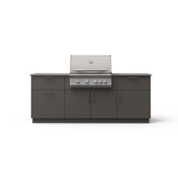 Blaze Sunrise 8-Ft Outdoor Kitchen Island w/ 32-Inch Marine Grade LTE+ Natural Gas Grill in Gunmetal w/ Keon Countertop