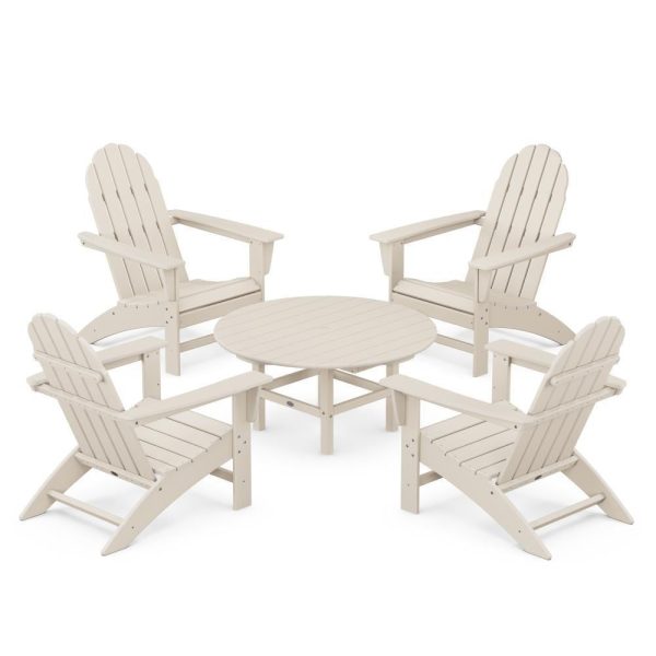 Vineyard 5 Pc Recycled Plastic Adirondack Seating Set in Sand by POLYWOOD