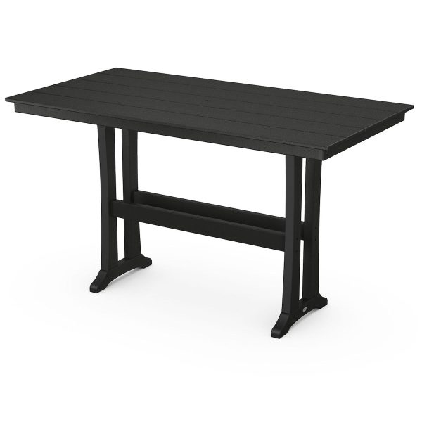 POLYWOOD 37 X 72-Inch Farmhouse Trestle Bar Table - Black