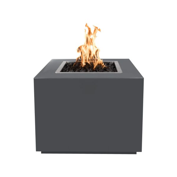 Forma 30 Inch Square Powder Coated Steel Natural Gas Fire Pit w/ Glow Plug in Gray by The Outdoor Plus