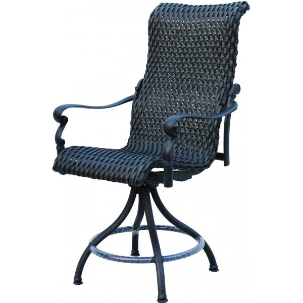 Victoria Resin Wicker Swivel Counter Height Bar Stool in Espresso by Darlee