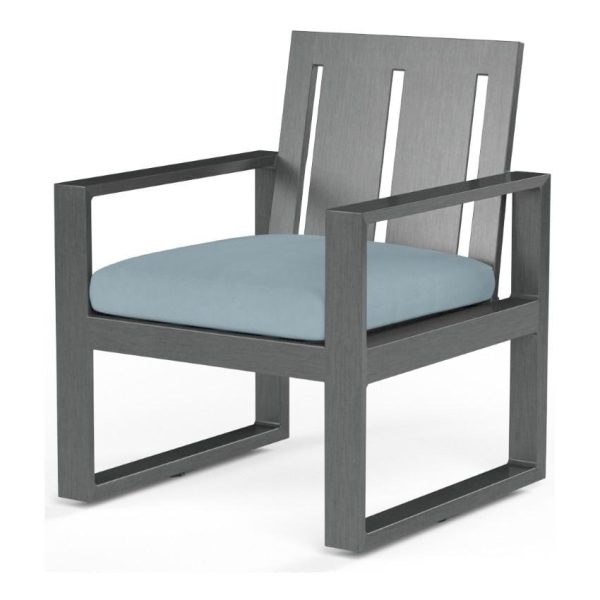 Redondo Aluminum Dining Arm Chair w/ No Welt in Slate/Canvas Skyline by Sunset West