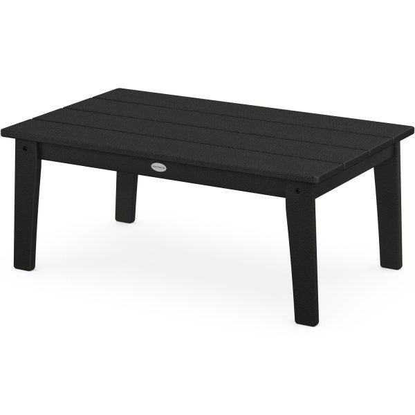 Lakeside 36 X 22 Inch Rectangular Recycled Plastic Coffee Table in Black by POLYWOOD