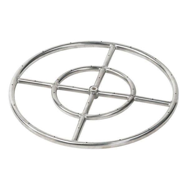 BBQGuys Signature 18-Inch Stainless Steel Double-Ring Propane Gas Burner W/ 1/2-Inch Inlet - SS-FR-18-LP