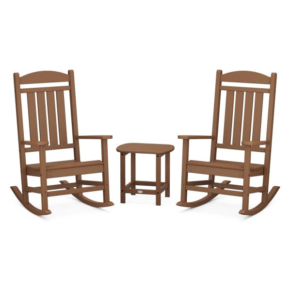 Presidential 3 Pc Recycled Plastic Seating Set w/ South Beach End Table in Teak by POLYWOOD