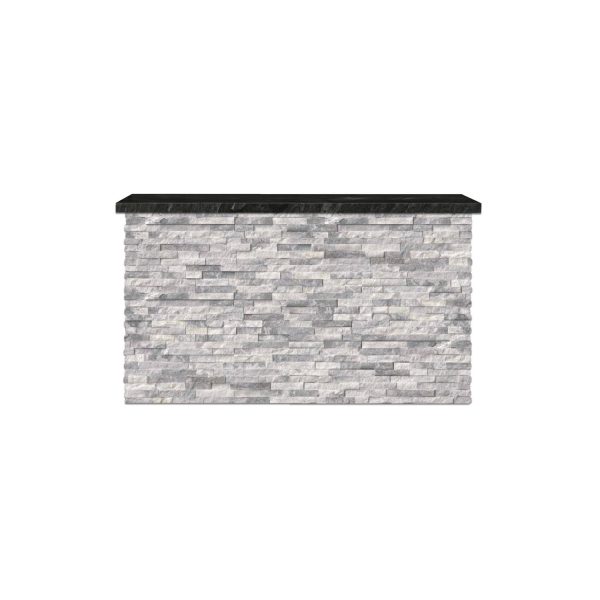 BBQGuys Signature 72 Inch 360 Degree Swivel Outdoor TV Lift Cabinet | Alaska Gray w/ Black Granite