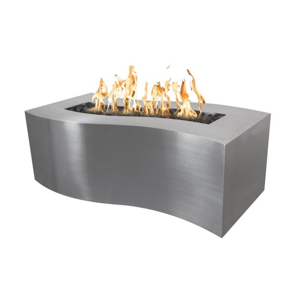 Billow 60 Inch Rectangular Stainless Steel Propane Fire Pit w/ Glow Plug by The Outdoor Plus