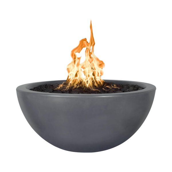 Luna 30 Inch Round GFRC Natural Gas Fire Pit w/ Glow Plug in Gray by The Outdoor Plus