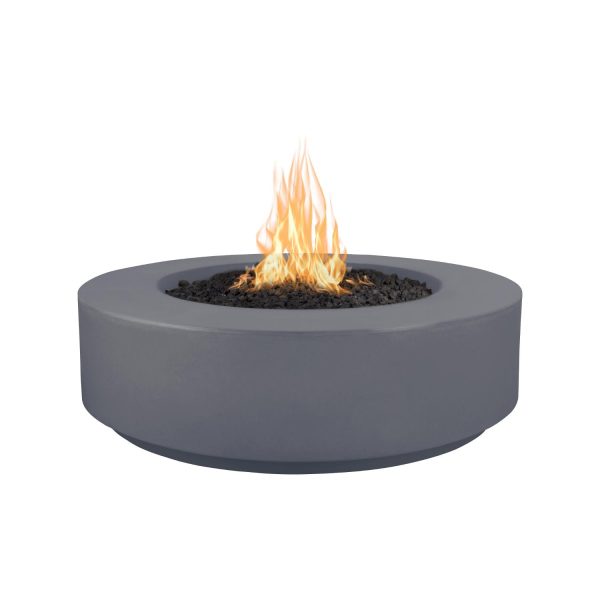 Florence 42 Inch Round GFRC Natural Gas Fire Pit w/ Glow Plug in Gray by The Outdoor Plus