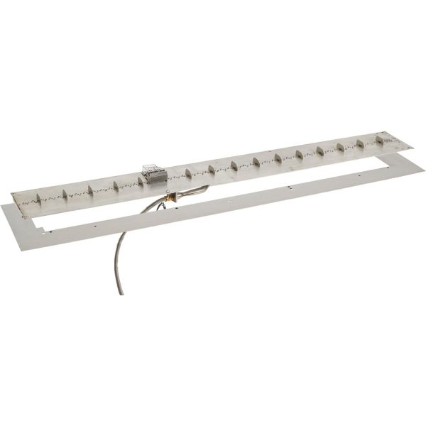 The Outdoor GreatRoom Company Crystal Fire Plus 84 Inch Flat Linear 140,000 BTU Propane Fire Pit Burner Kit  - Stainless Steel