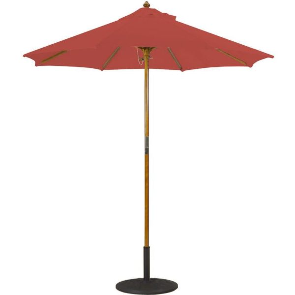 Galtech 7.5 Ft. Octagonal Hardwood Patio Market Umbrella W/ Push Lift - Light Wood W/ Sunbrella Canvas Henna Canopy