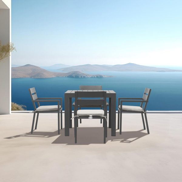 Calm Bay Classic 5 Pc Square Aluminum Dining Set in Slate/Cast Silver by Lakeview Outdoor Designs