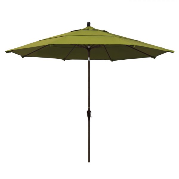 California Umbrella 11 Ft. Octagonal Aluminum Auto Tilt Patio Umbrella W/ Crank Lift & Aluminum Ribs - Bronze Frame / Olefin Kiwi Canopy